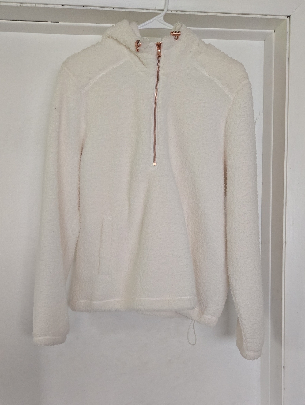 Cozy Ivory Sherpa Half-Zip Hoodie Sweater